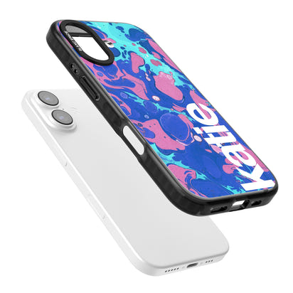 Personalisiertes marineblau-türkisfarbenes Marmor-Design