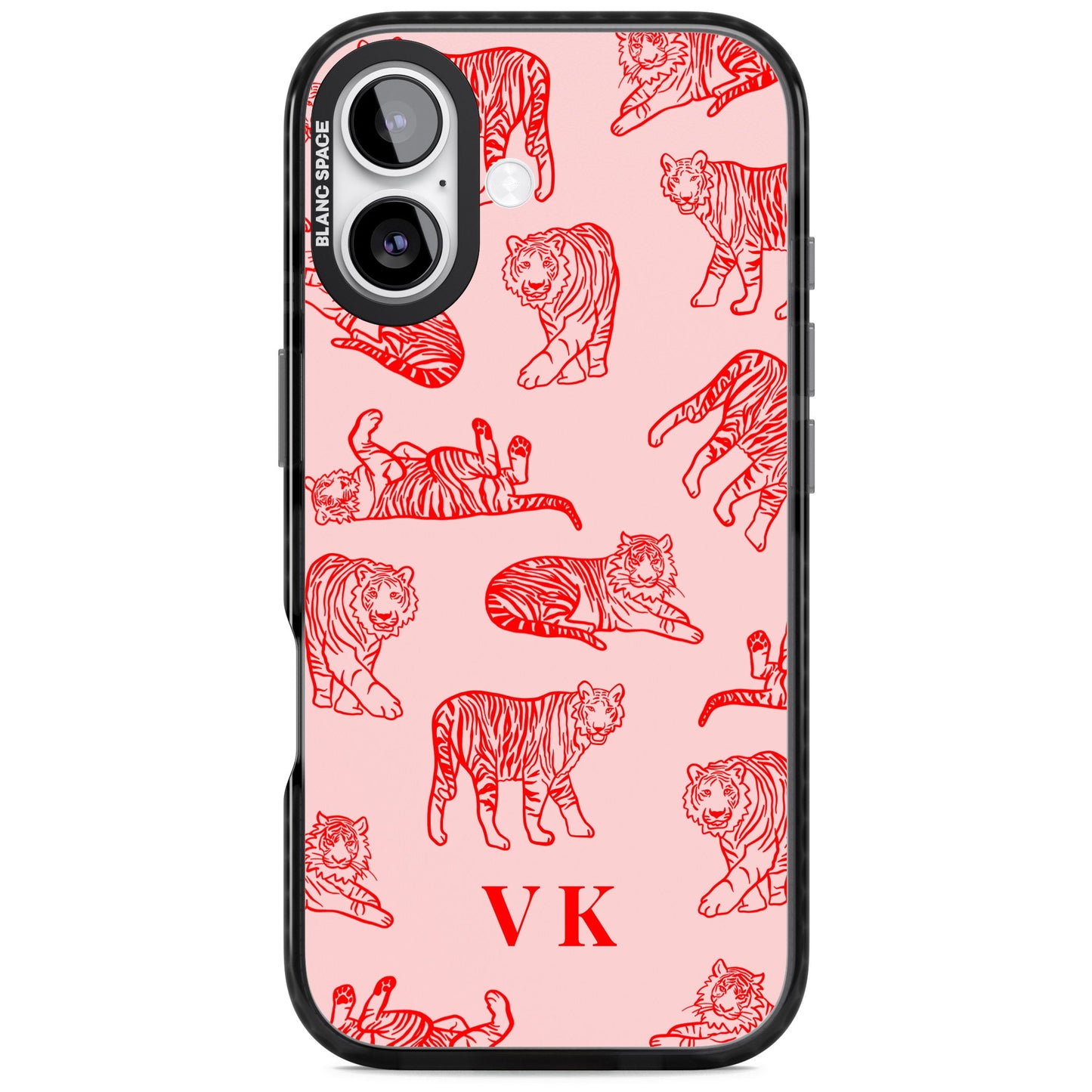 Personalised Red Tiger Outlines On Pink