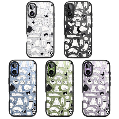 Cartoon Cat Collage Black & White