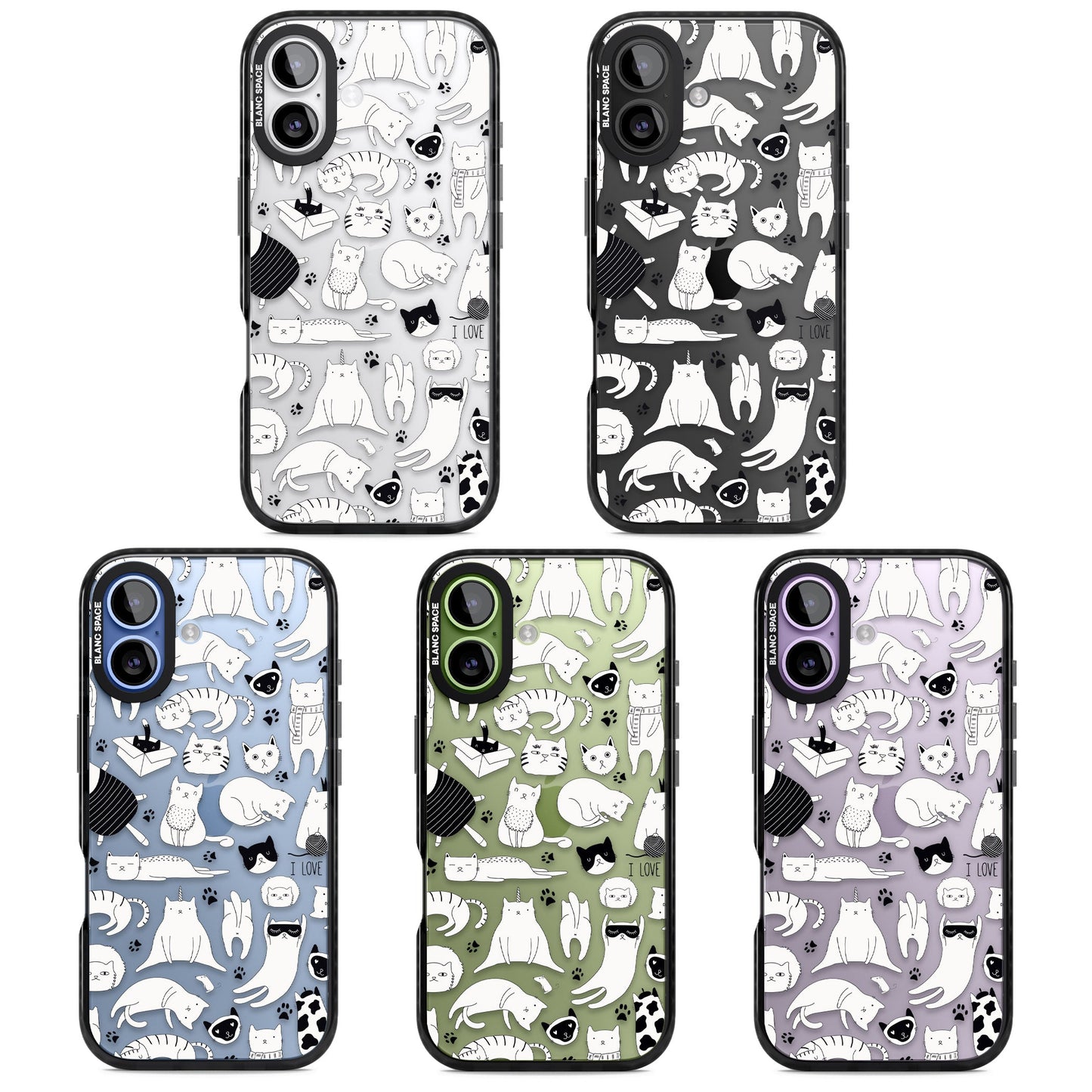 Cartoon Cat Collage Black & White