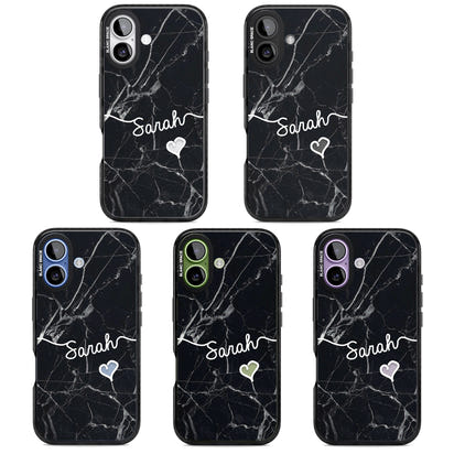 Personalised Black Marble Heart