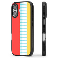 Grille abstraite rouge, bleue, jaune