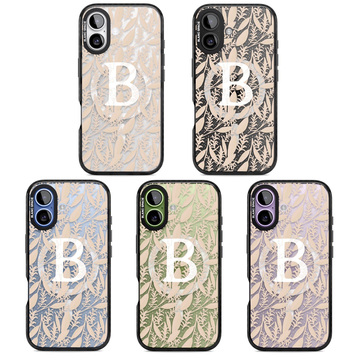 Monogramme personnalisé, motif floral abstrait subtil.