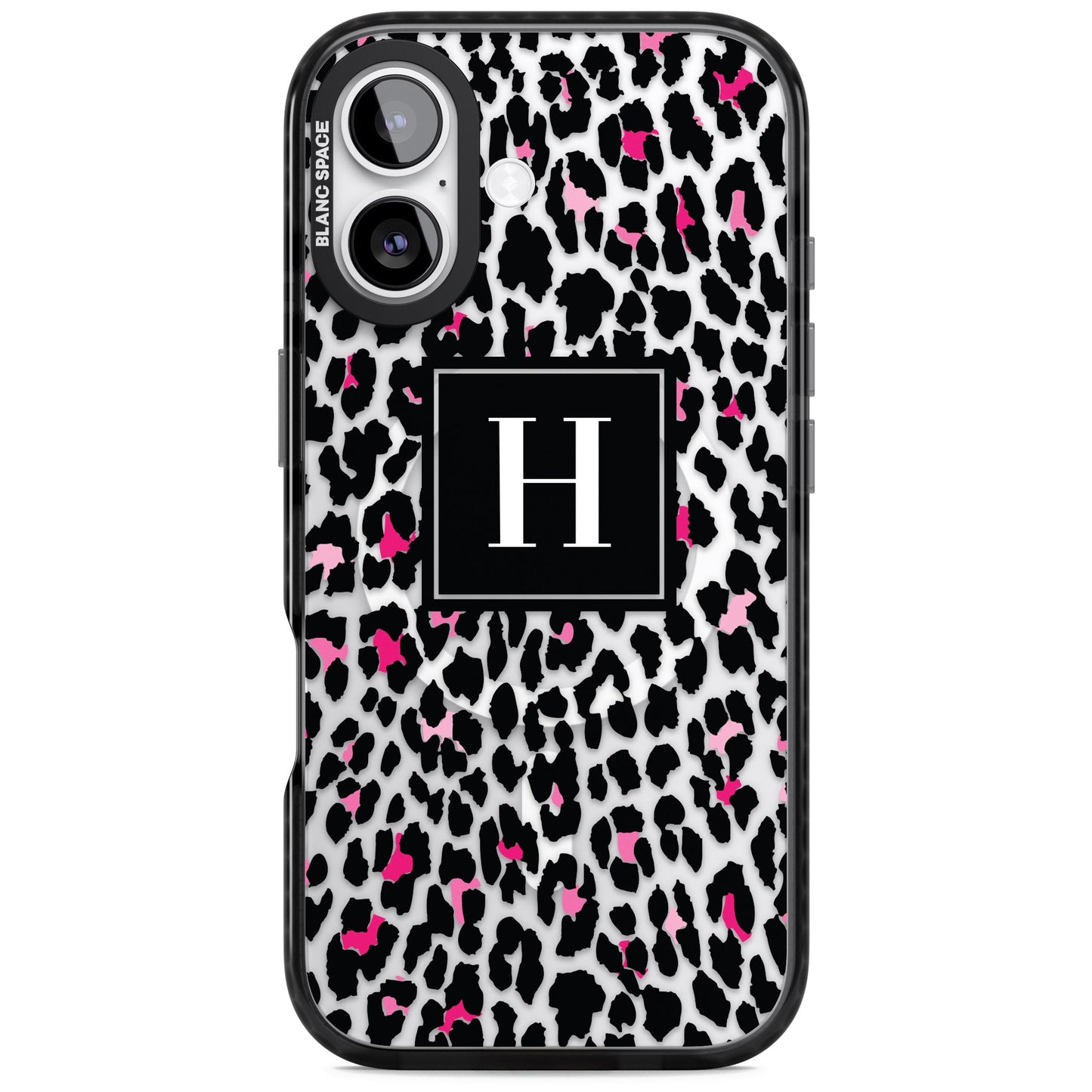 Personalised Clear Pink Leopard Monogram