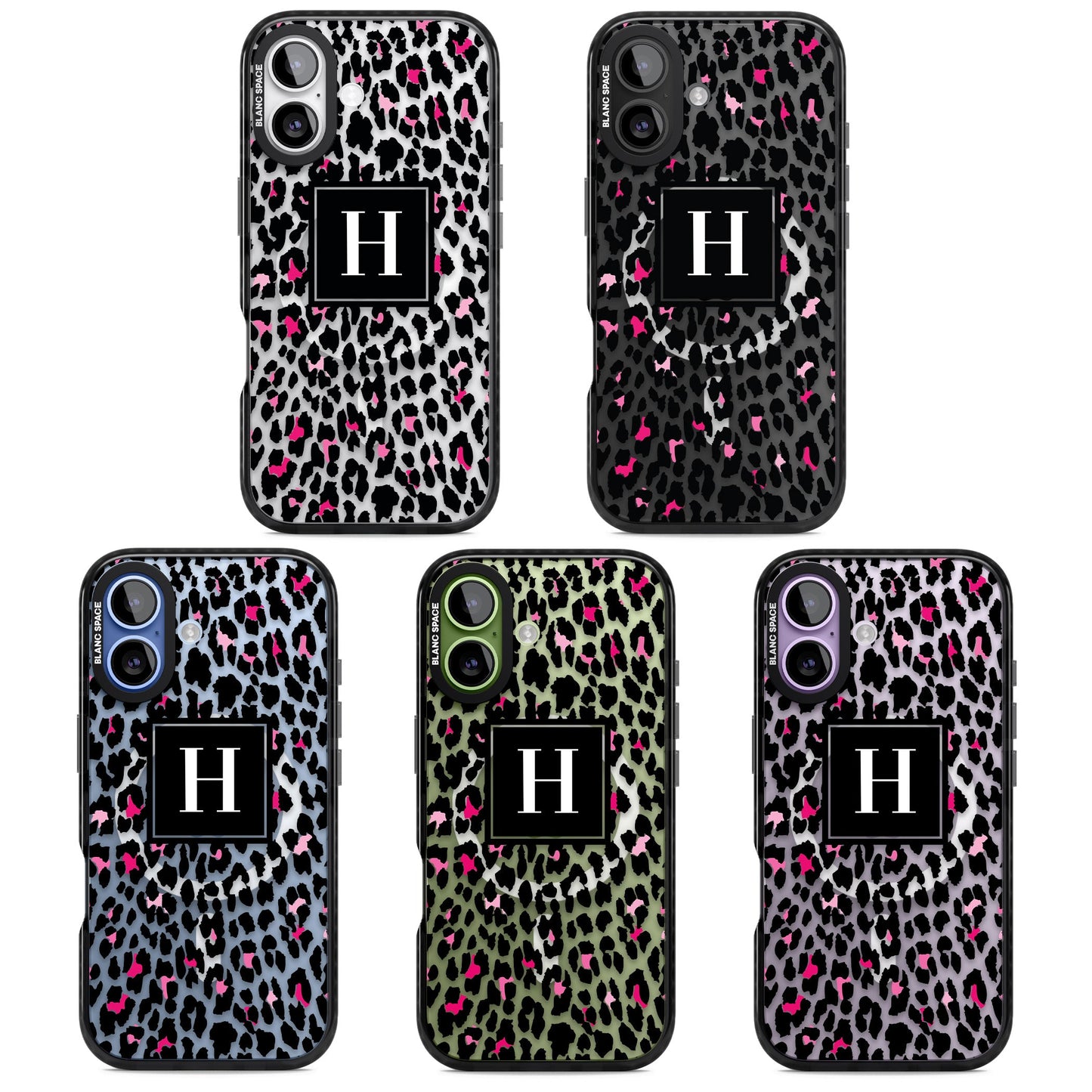 Personalised Clear Pink Leopard Monogram