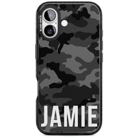 Personalisierter Name im schwarzen Camouflage-Muster (horizontal)
