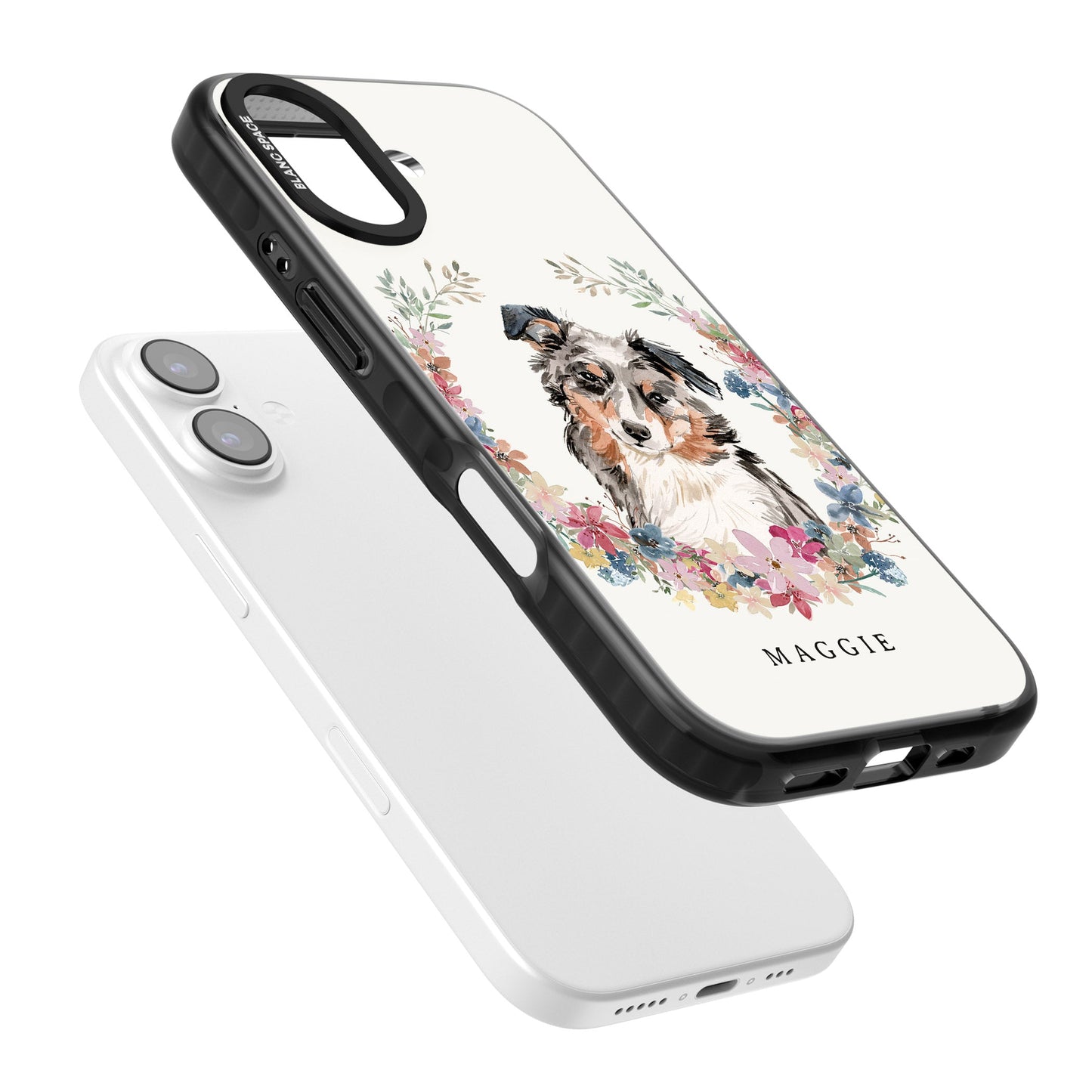 Personalised Australian Shepherd Floral Portrait