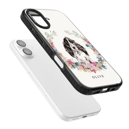 Personalisiertes Blumenporträt eines schwarzen Cocker Spaniels