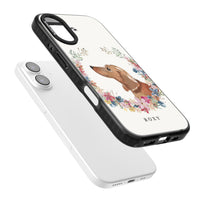 Personalised Tan Dachshund Floral Portrait