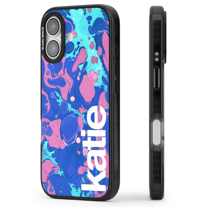 Personalisiertes marineblau-türkisfarbenes Marmor-Design