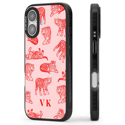 Personalised Red Tiger Outlines On Pink