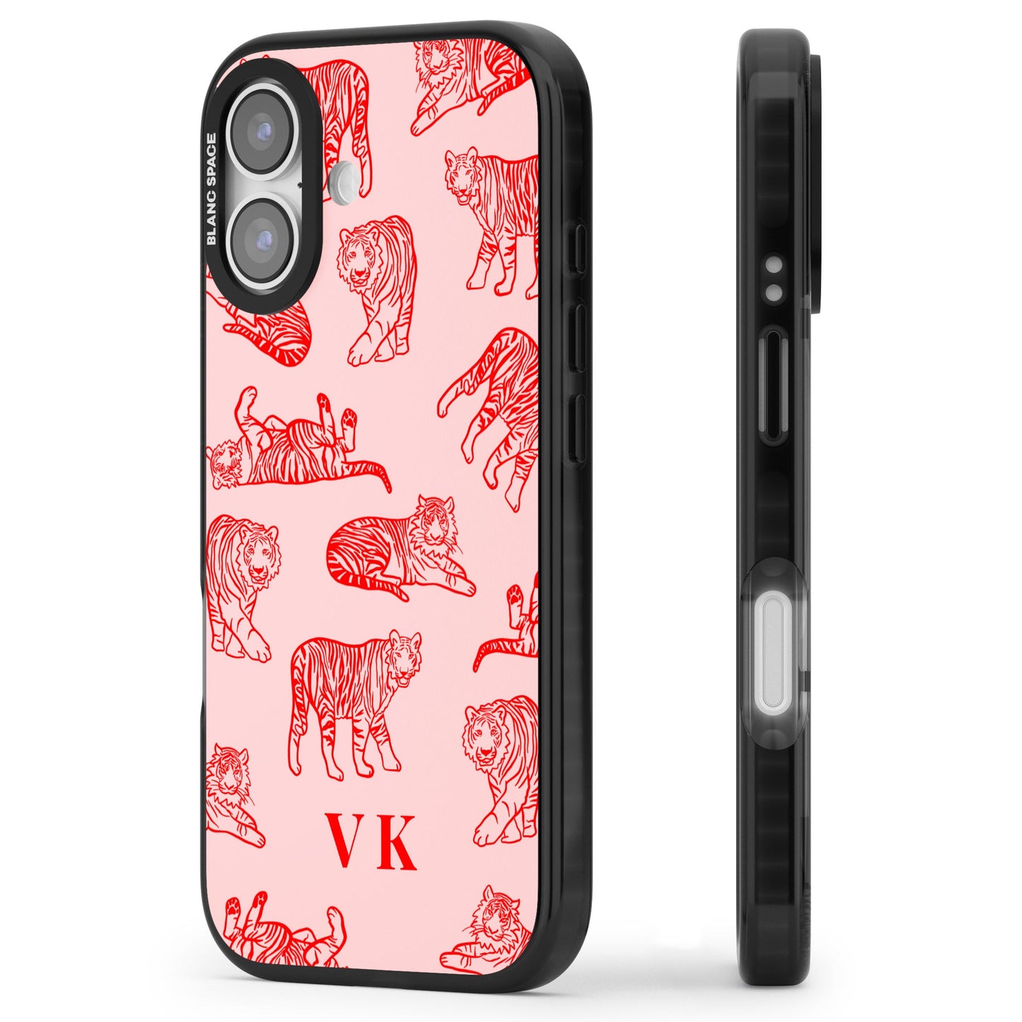Personalised Red Tiger Outlines On Pink