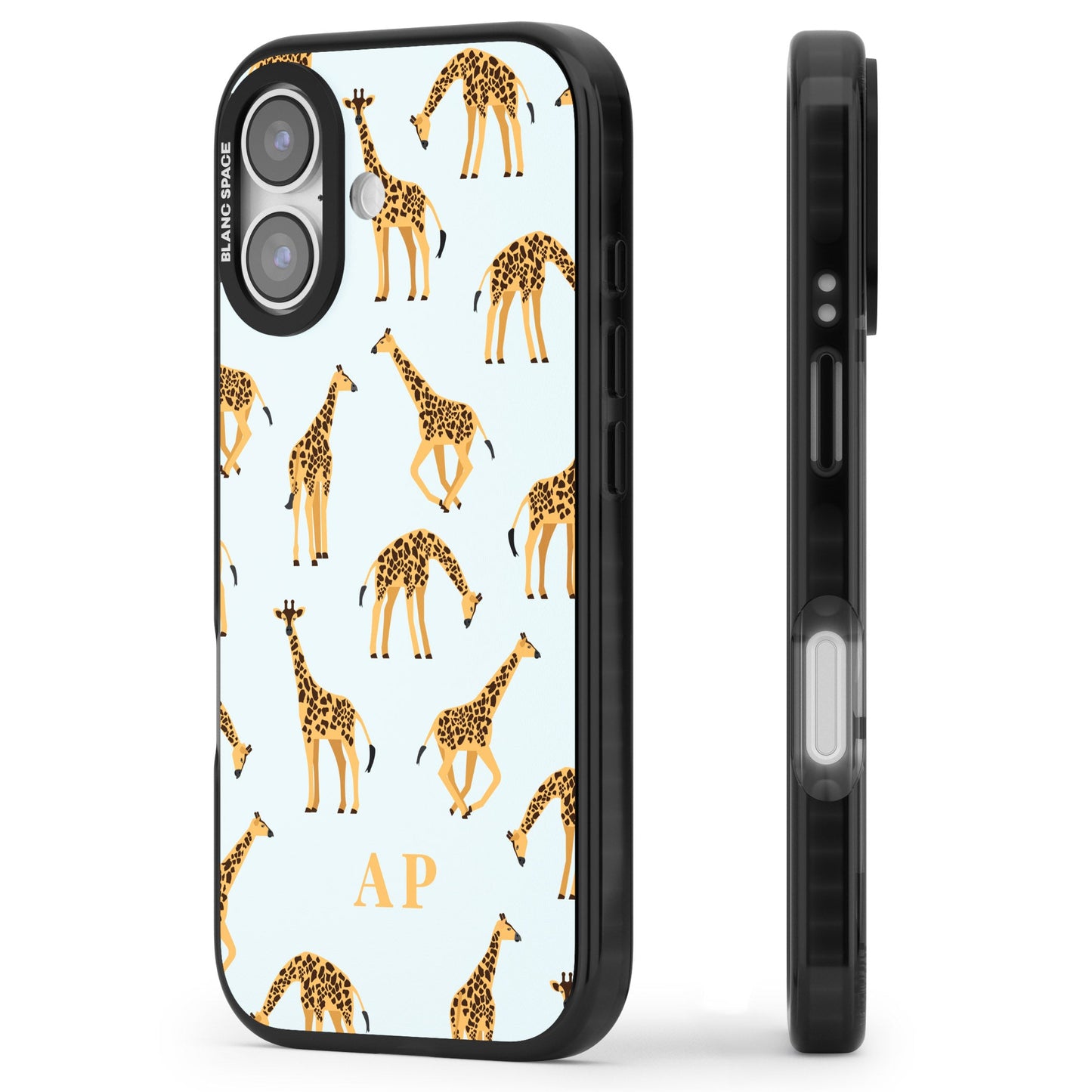 Personalisiertes Safari-Giraffenmuster auf Blau
