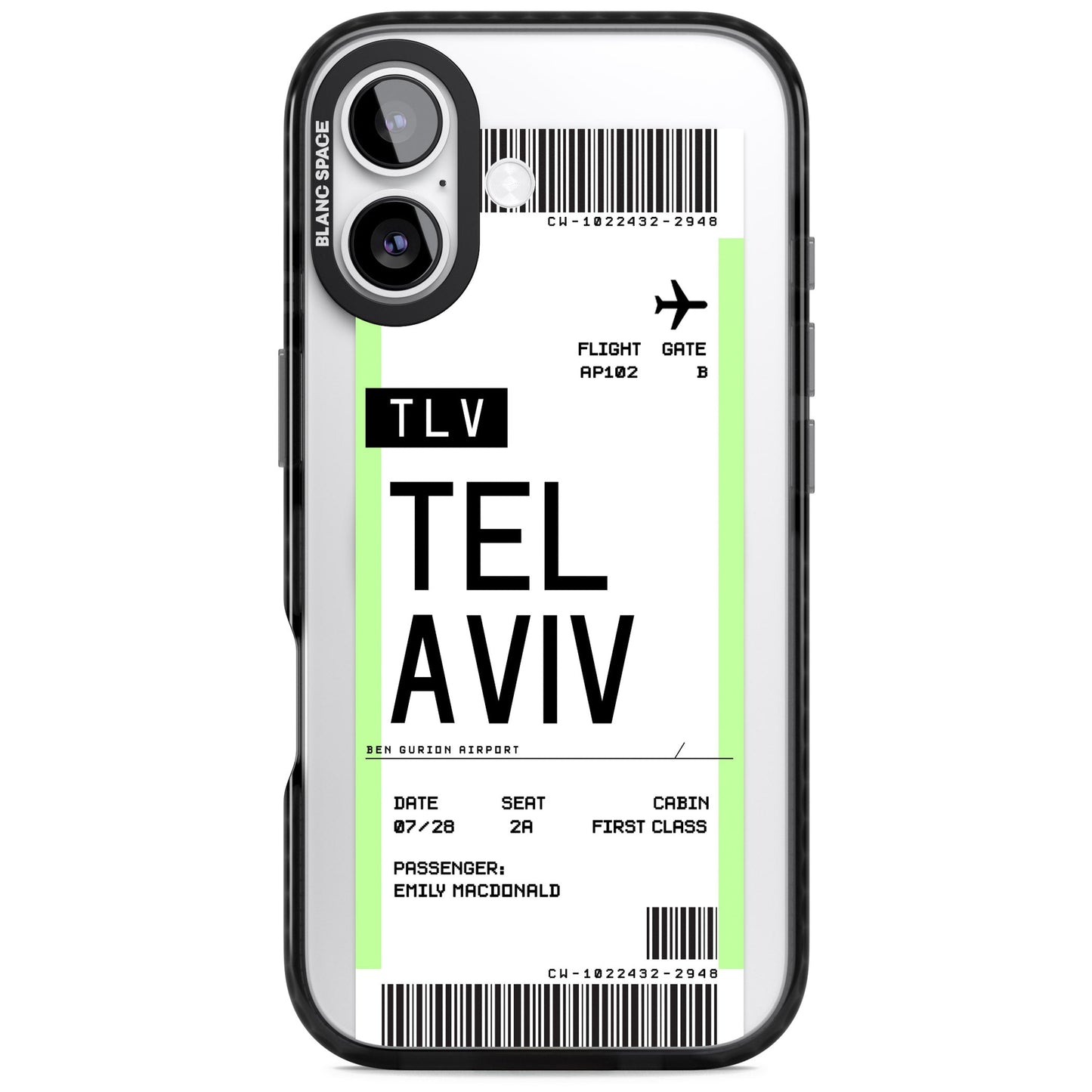 Personalisierte Bordkarte für Tel Aviv