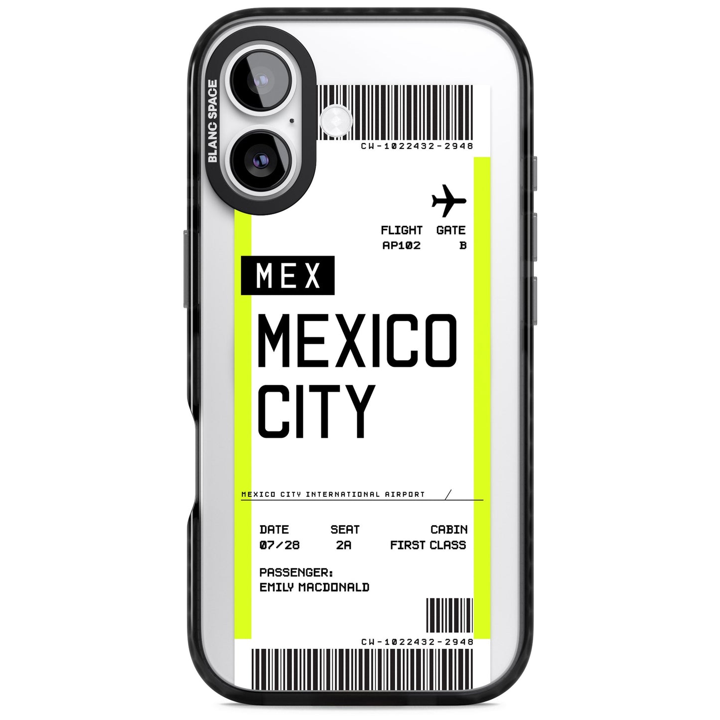 Carte d'embarquement personnalisée pour Mexico