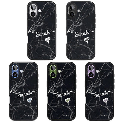 Personalised Black Marble Heart