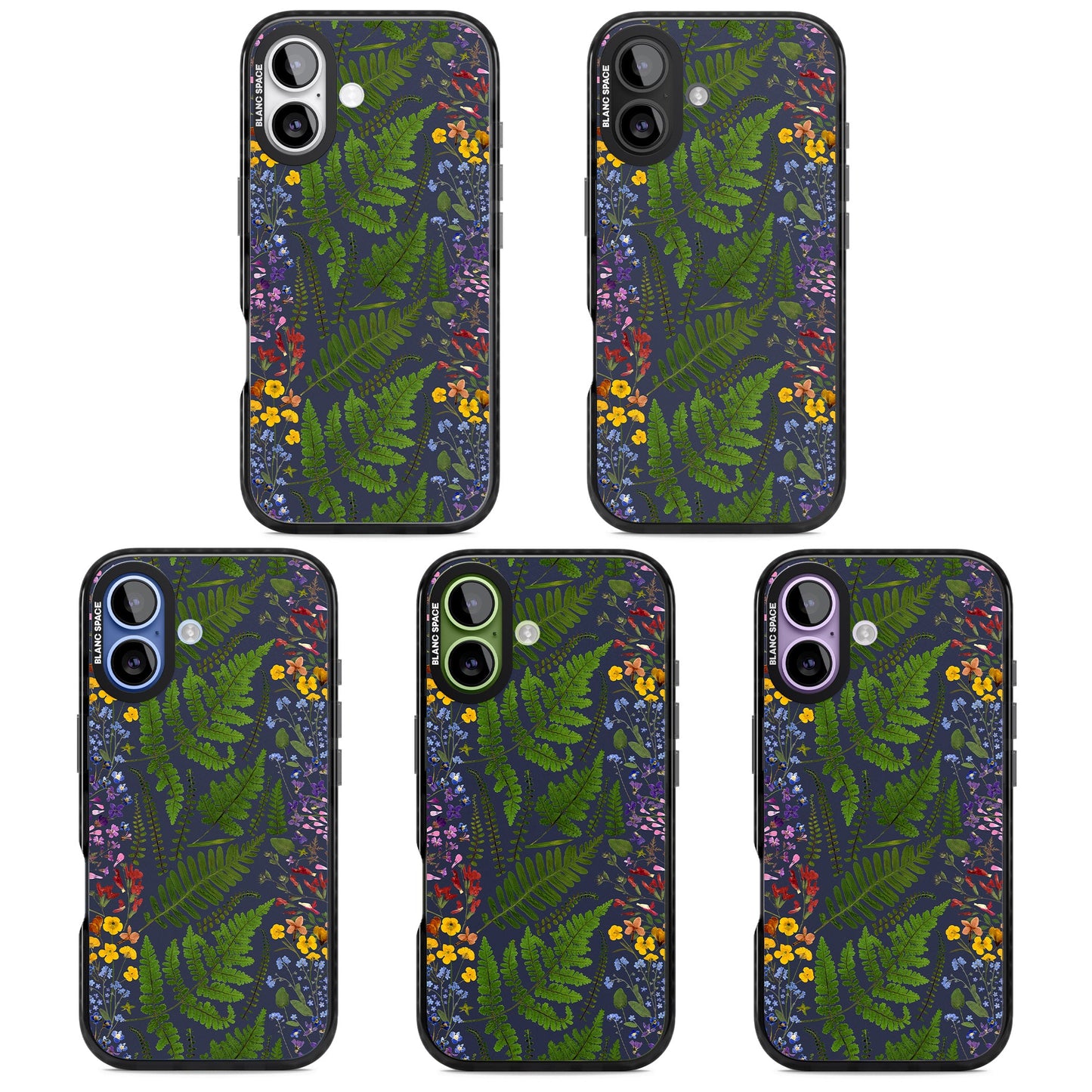 Busy Floral And Fern Design Navy