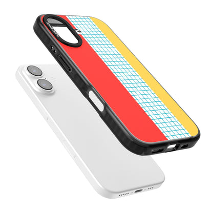 Grille abstraite rouge, bleue, jaune