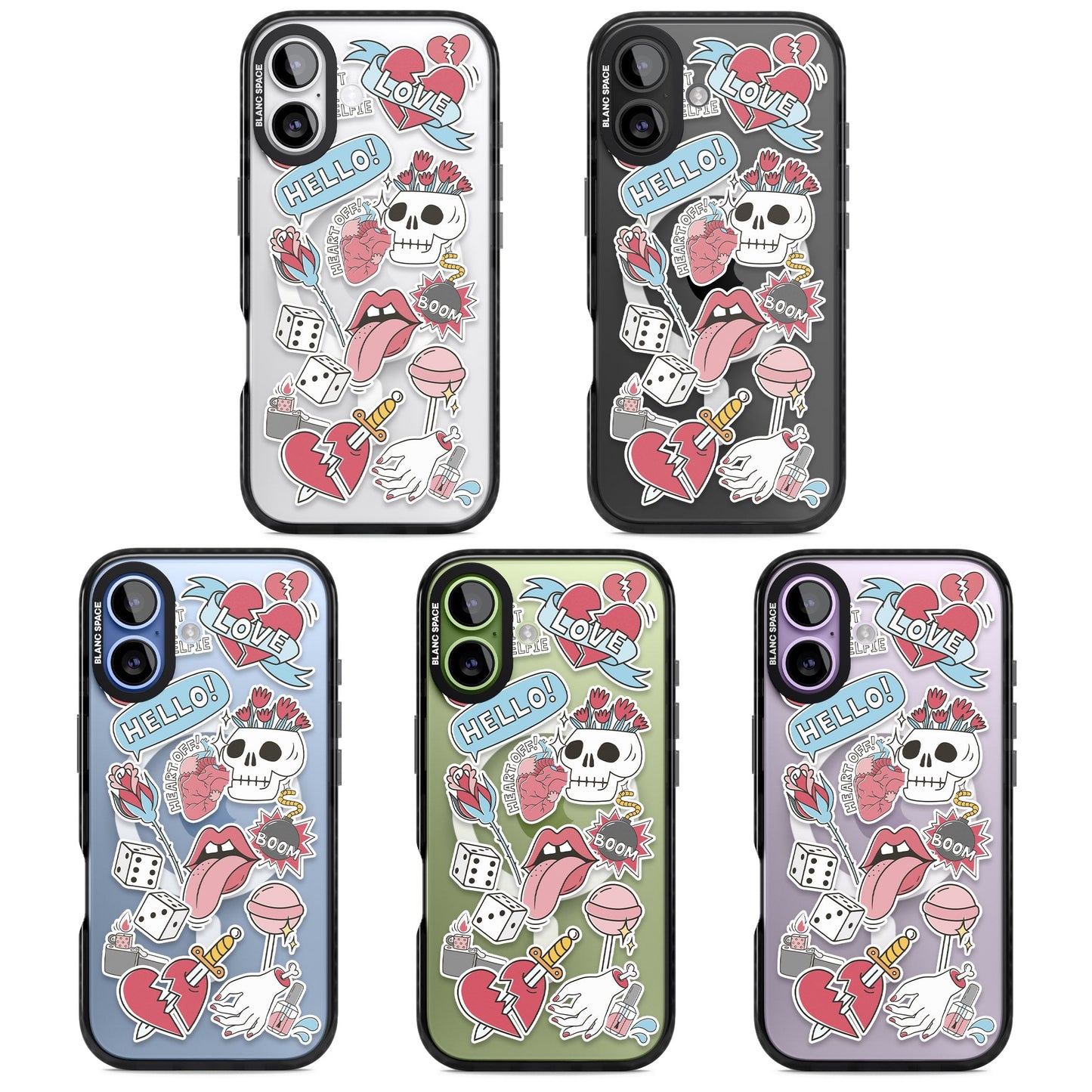 Autocollants Crâne et Fleurs