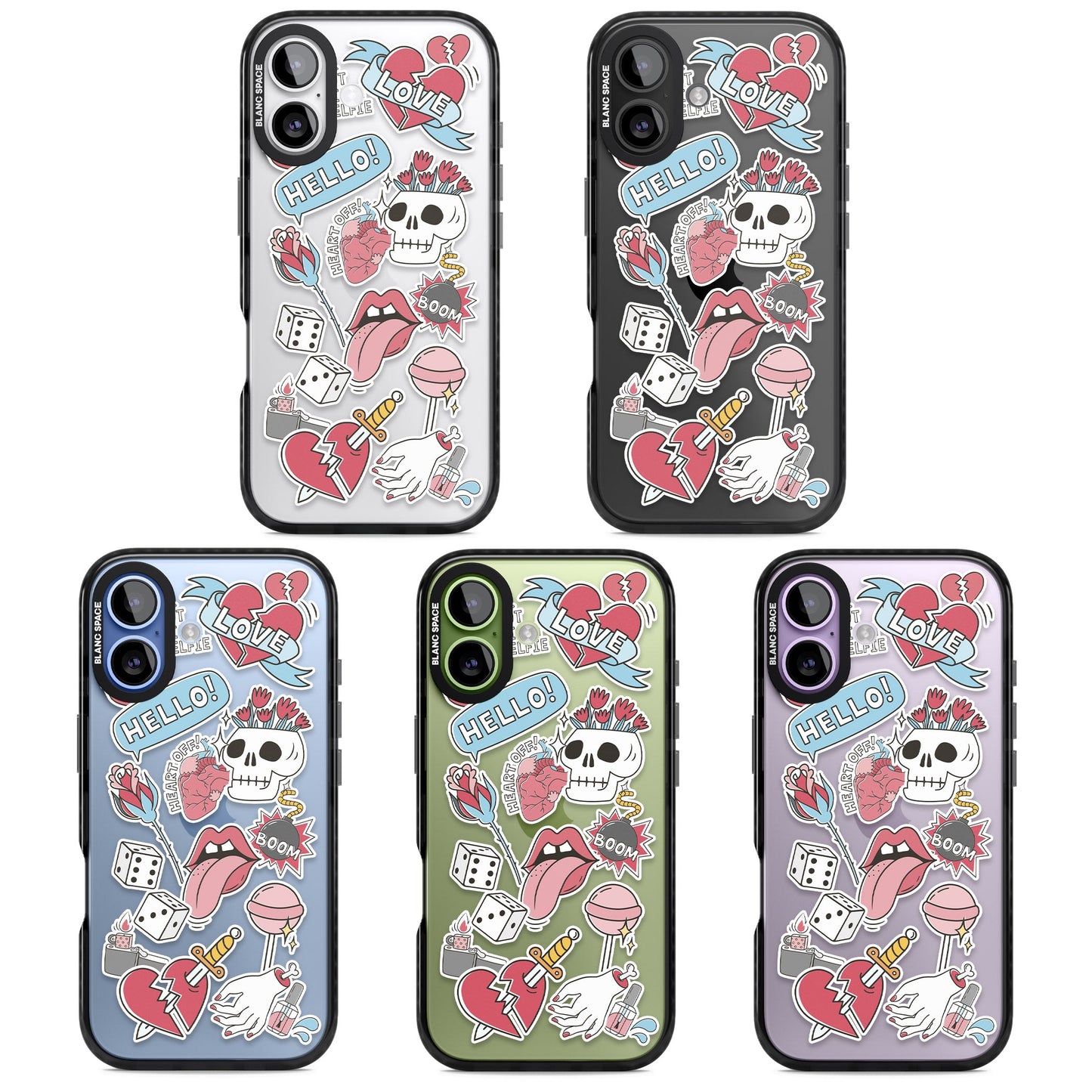 Autocollants Crâne et Fleurs