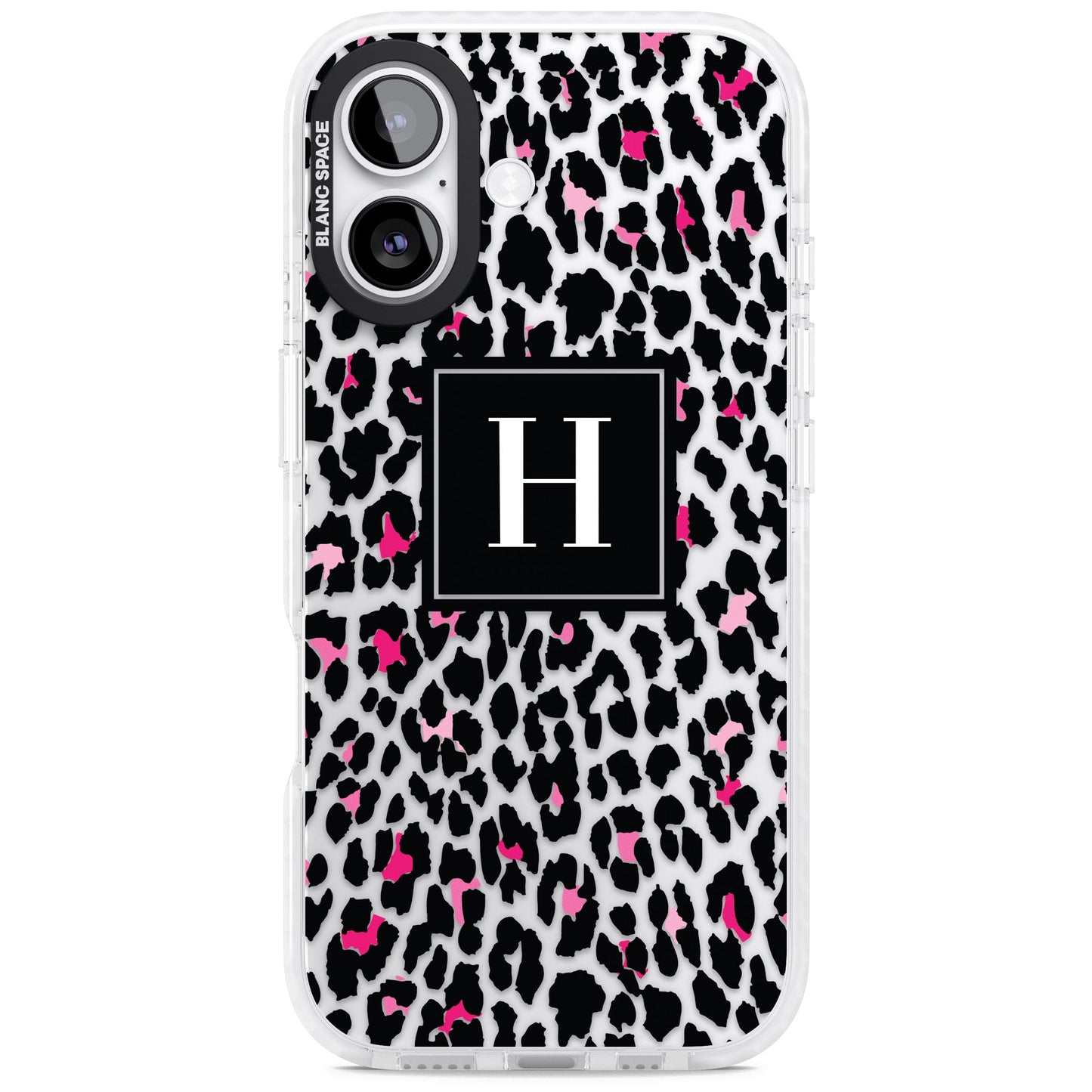 Personalised Clear Pink Leopard Monogram