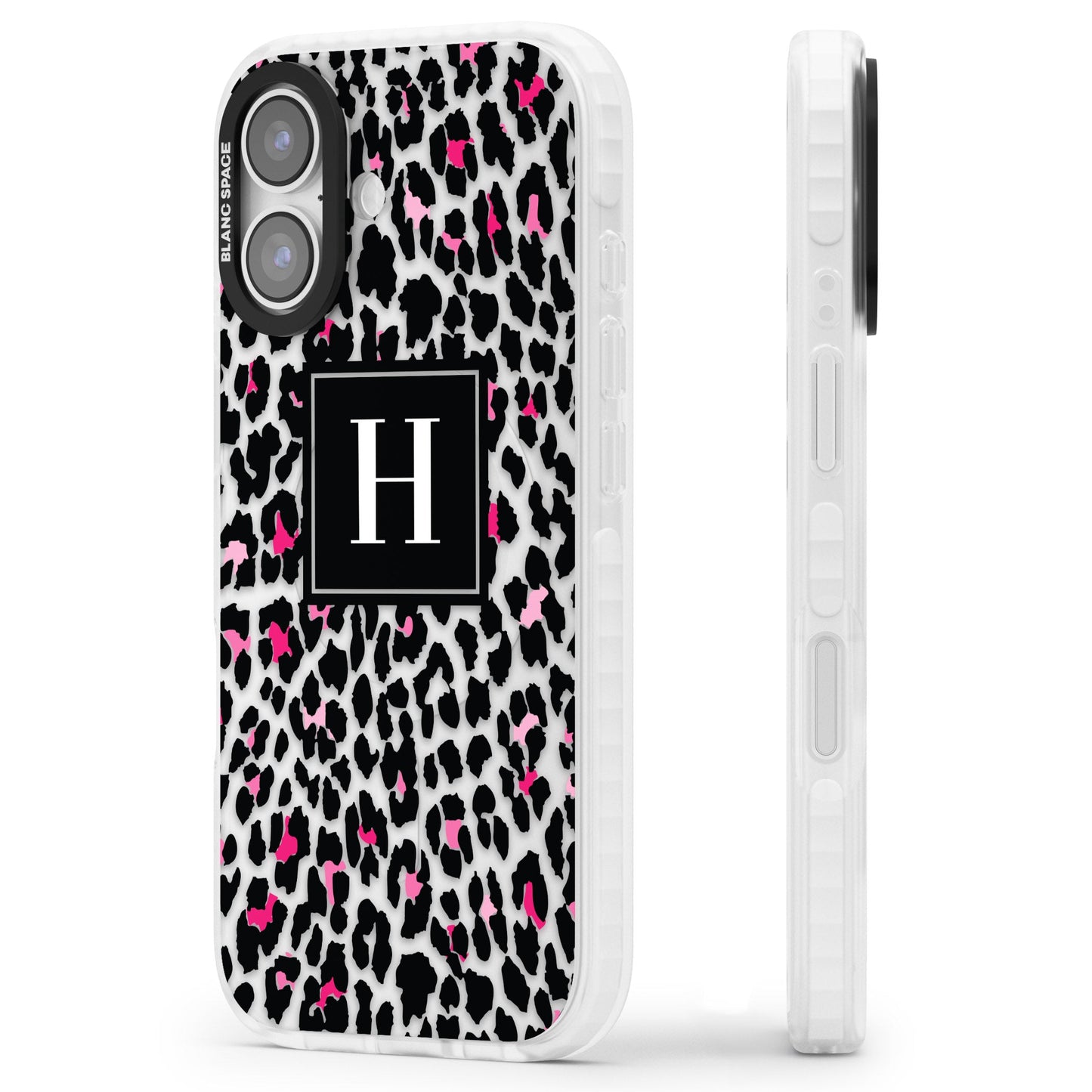 Personalised Clear Pink Leopard Monogram