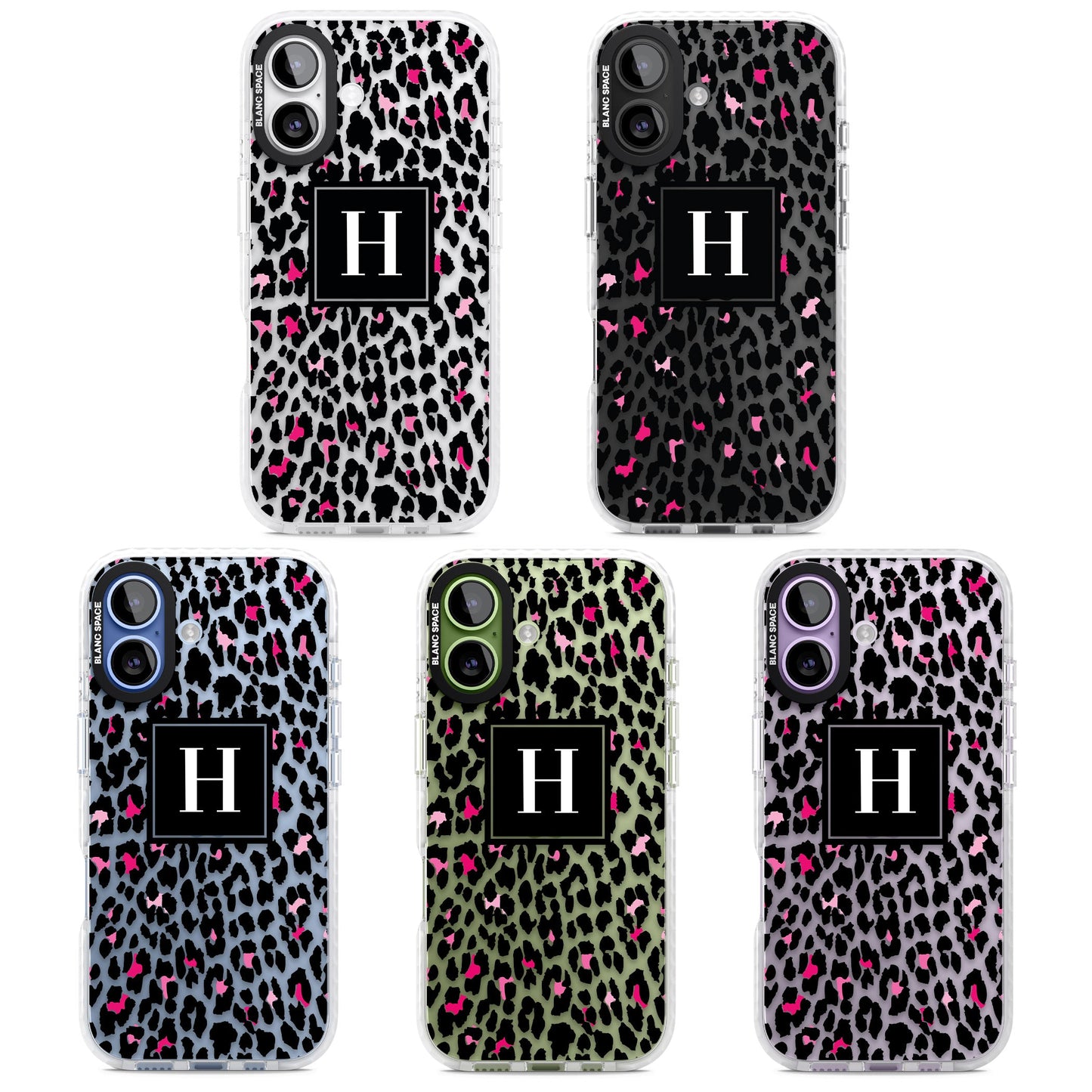 Personalised Clear Pink Leopard Monogram