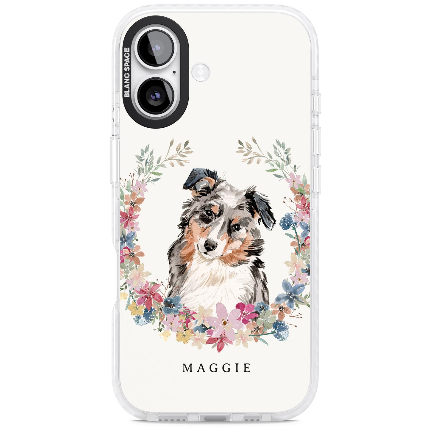 Personalised Australian Shepherd Floral Portrait