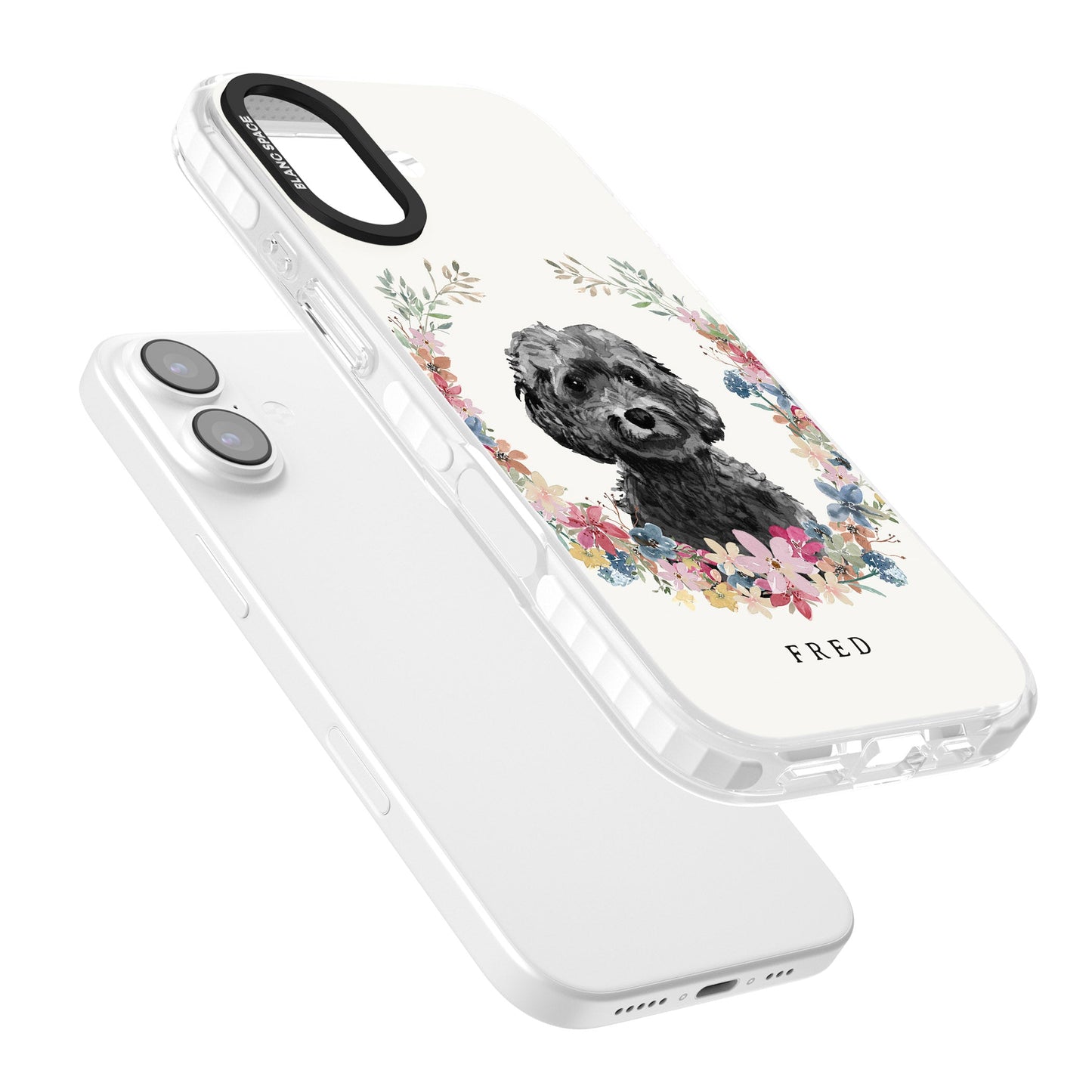 Personalised Black Cockapoo Floral Portrait