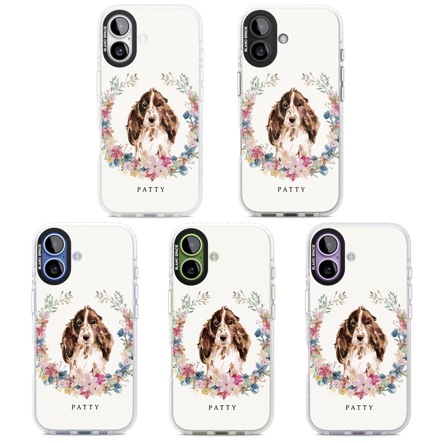 Personalised Cocker Spaniel Floral Portrait