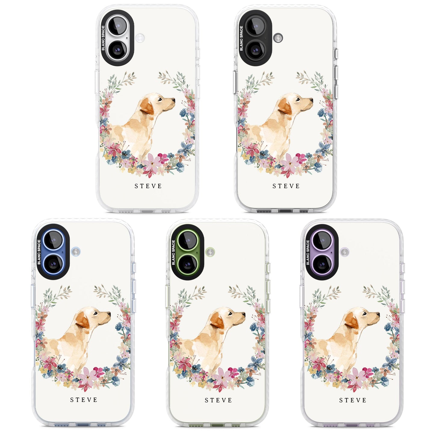 Personalised Yellow Labrador Floral Portrait