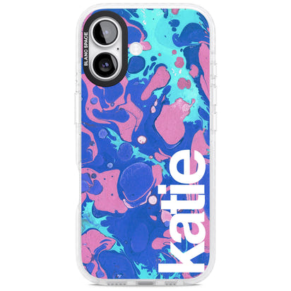 Personalisiertes marineblau-türkisfarbenes Marmor-Design