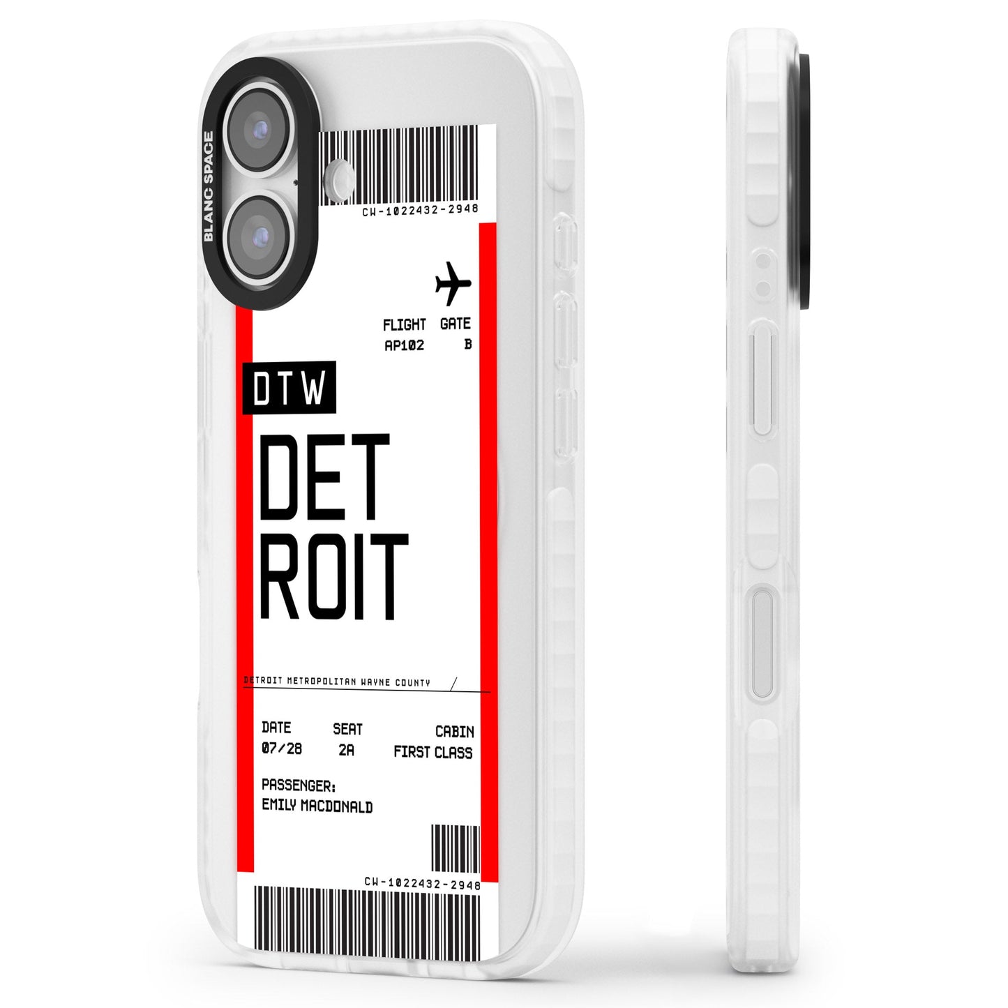 Carte d'embarquement personnalisée pour Détroit