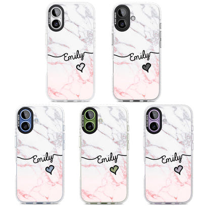 Personalised Pink Fade Marble Heart