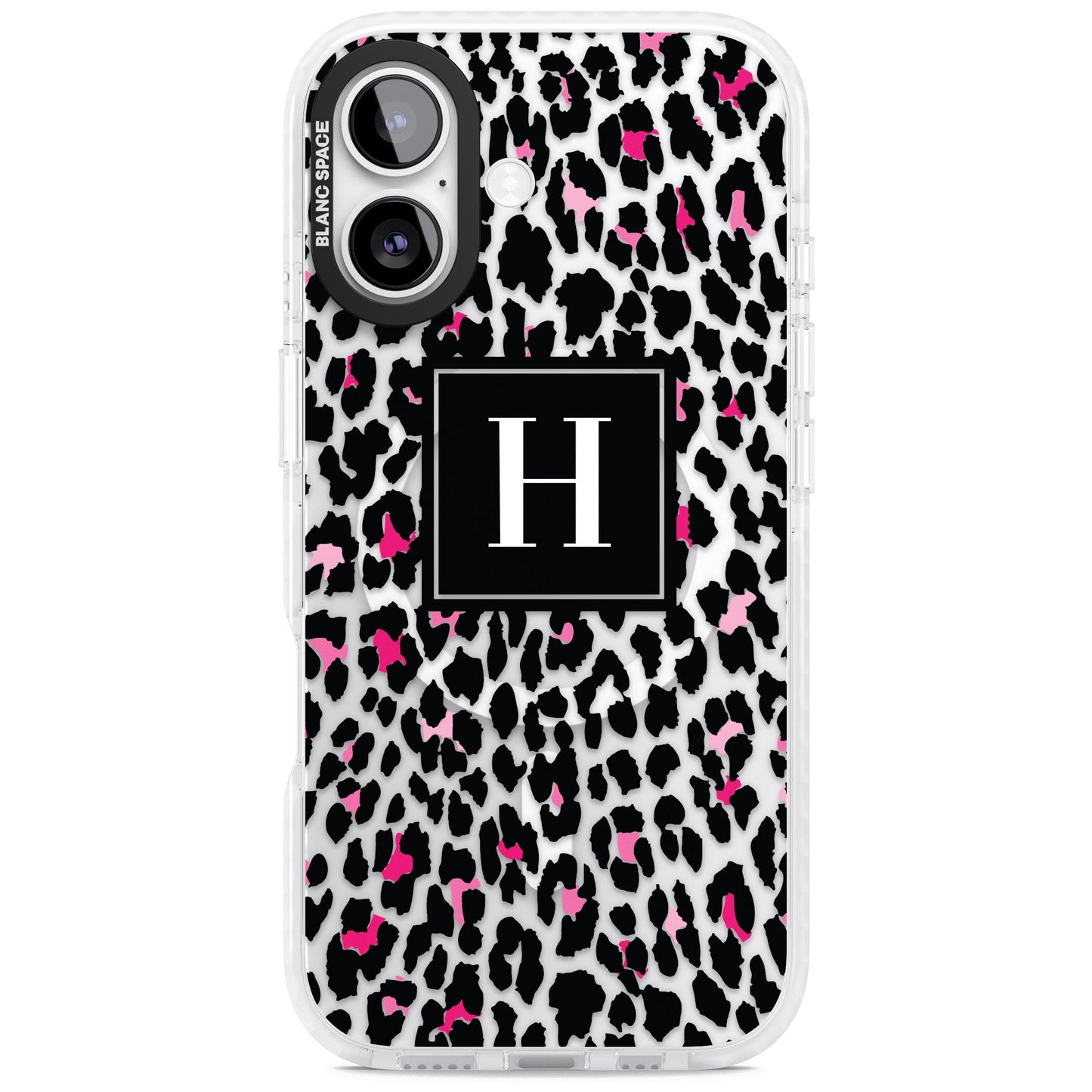 Personalised Clear Pink Leopard Monogram