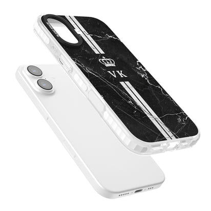 Personalised Black Marble Stripe Initials