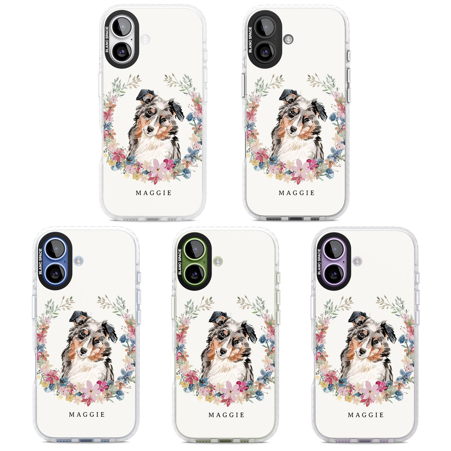 Personalised Australian Shepherd Floral Portrait