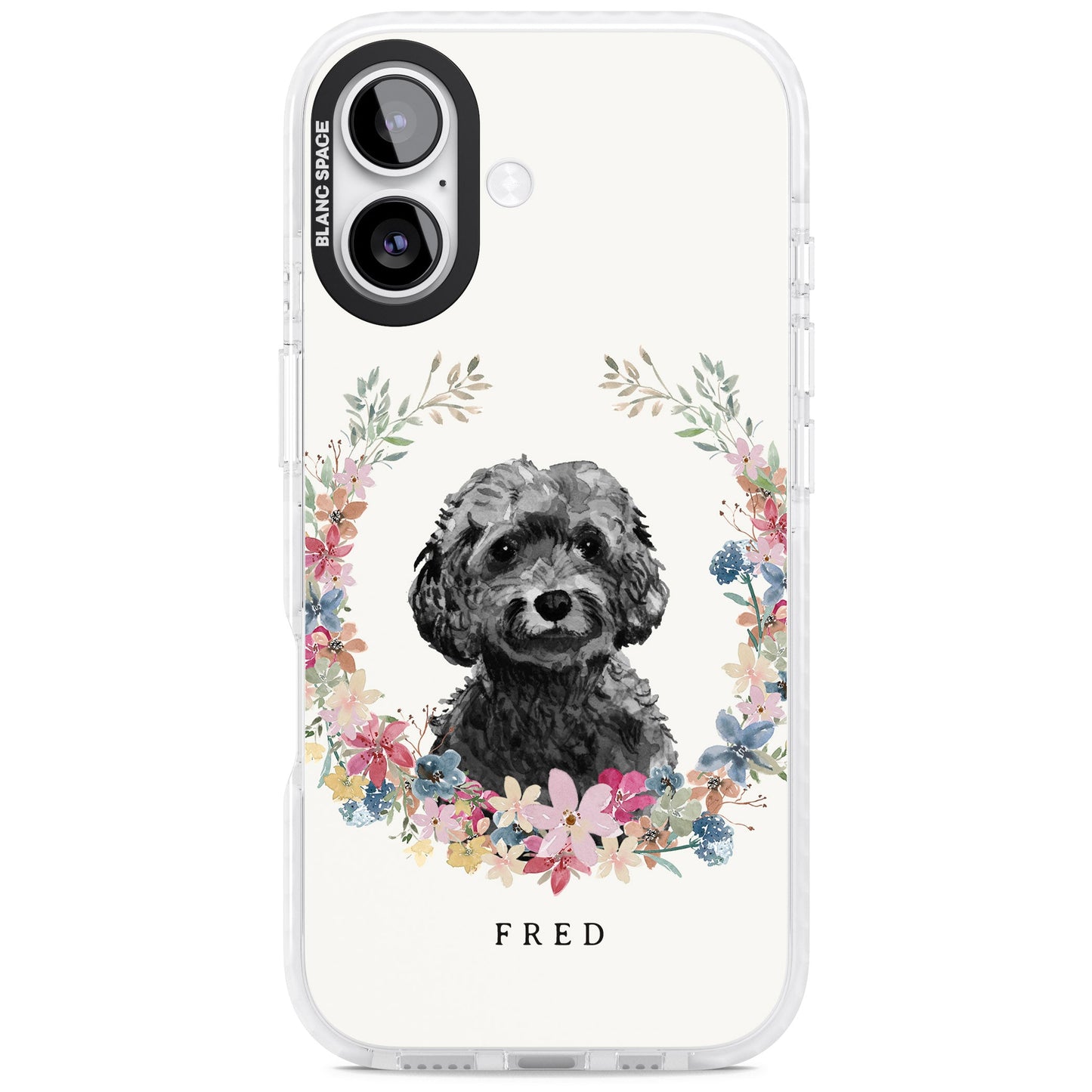 Personalised Black Cockapoo Floral Portrait