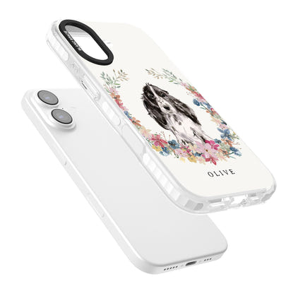 Personalisiertes Blumenporträt eines schwarzen Cocker Spaniels