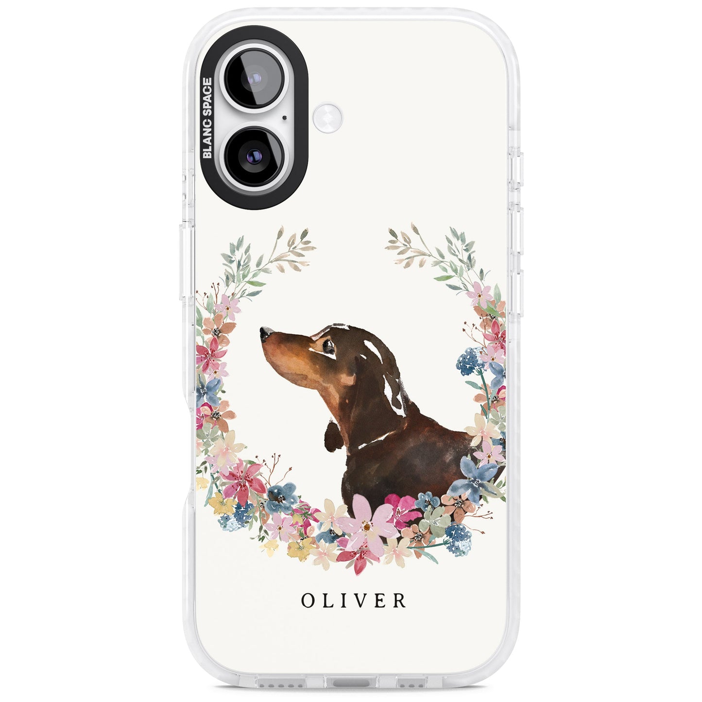 Personalised Black & Tan Dachshund Floral Portrait