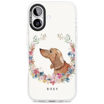 Personalised Tan Dachshund Floral Portrait
