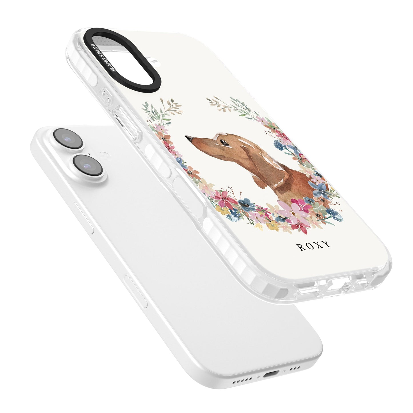 Personalised Tan Dachshund Floral Portrait