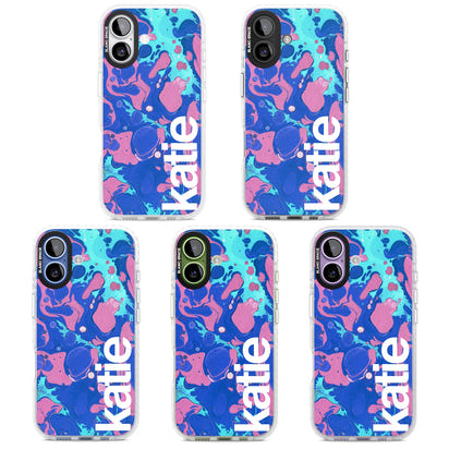 Personalisiertes marineblau-türkisfarbenes Marmor-Design