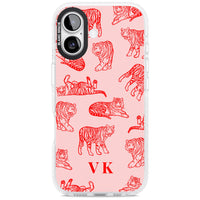 Personalised Red Tiger Outlines On Pink