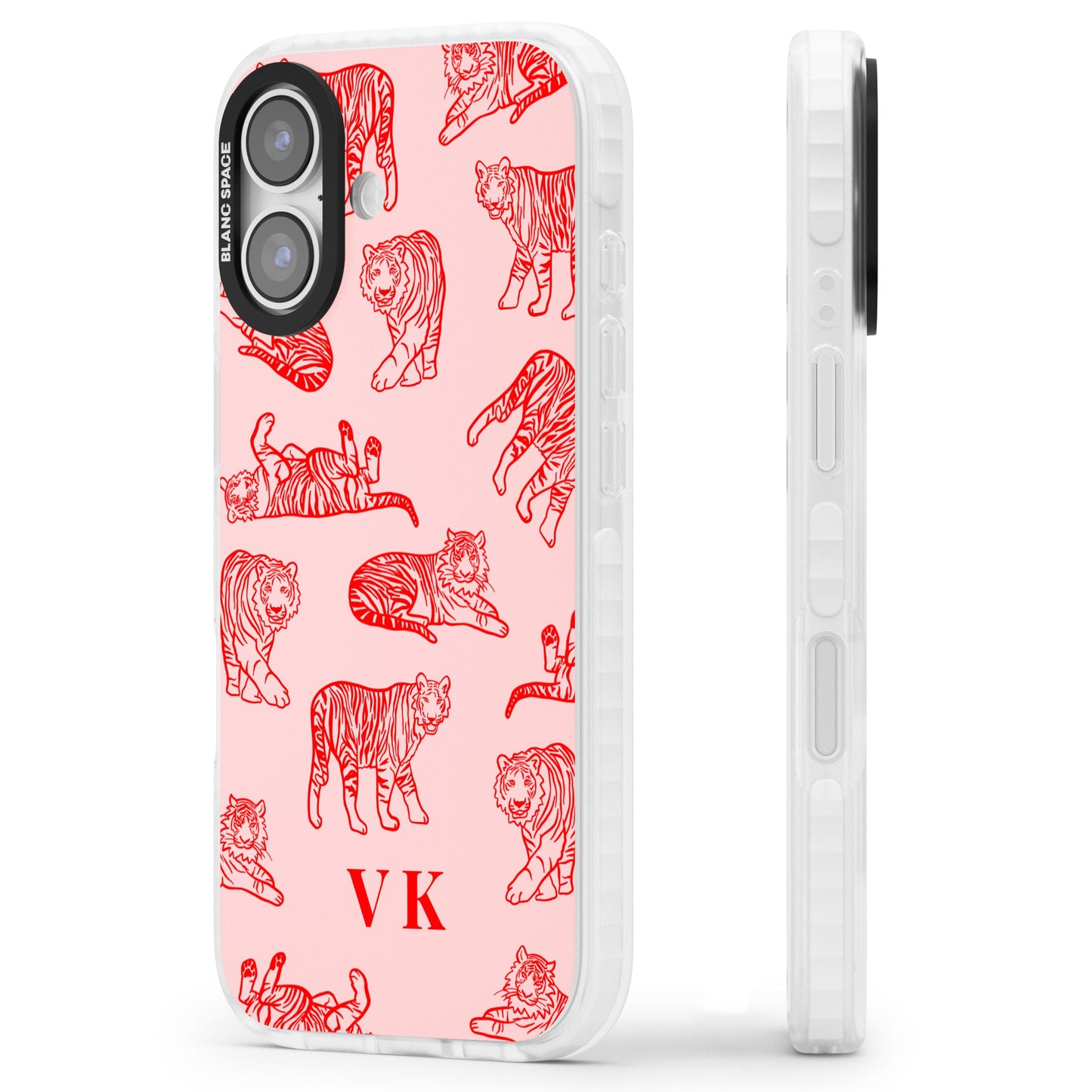 Personalised Red Tiger Outlines On Pink