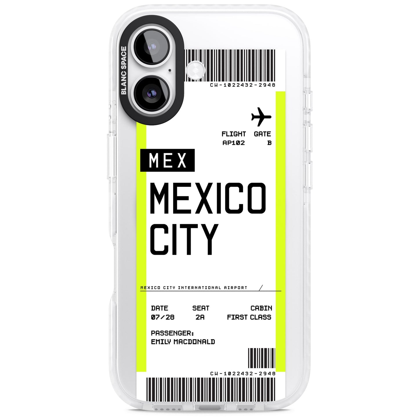Carte d'embarquement personnalisée pour Mexico