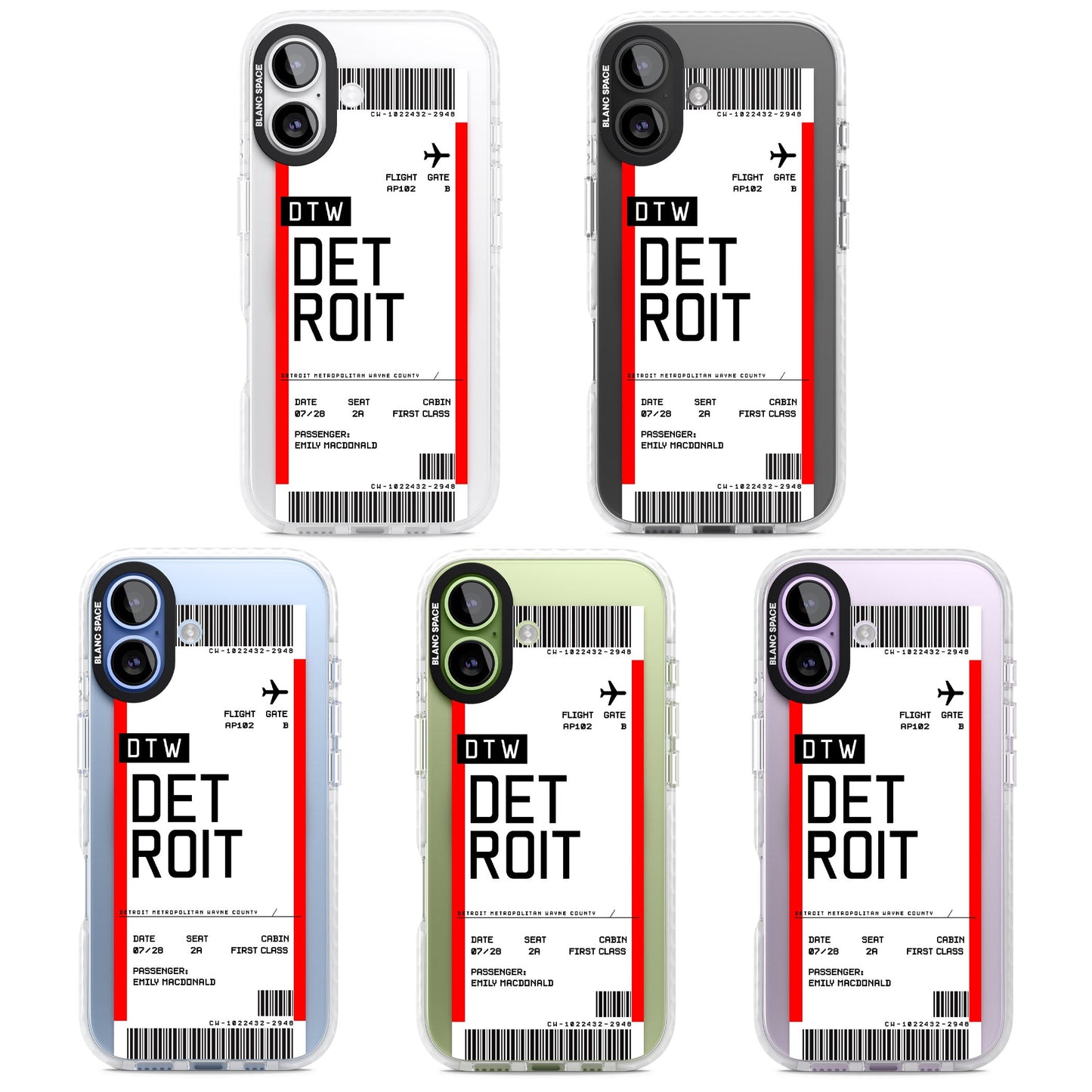 Carte d'embarquement personnalisée pour Détroit