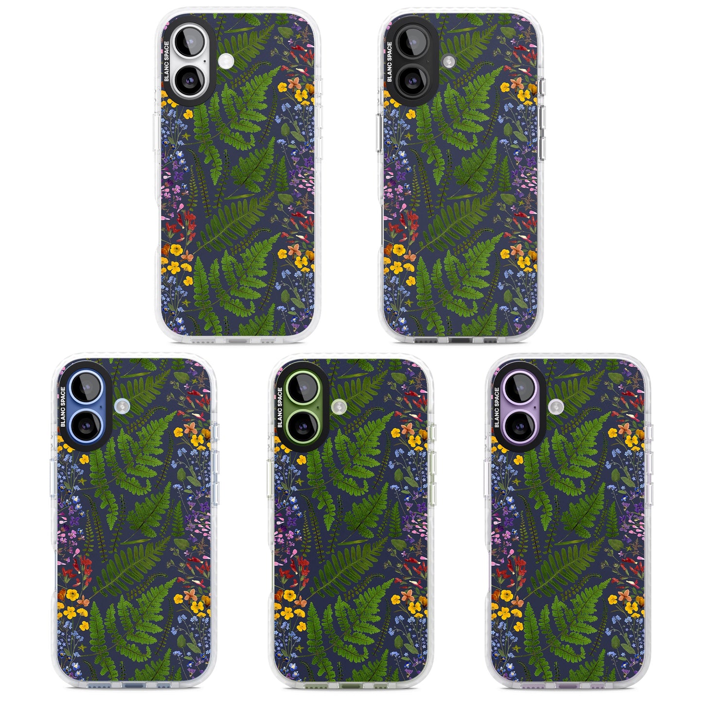 Busy Floral And Fern Design Navy