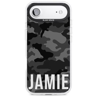 Personalisierter Name im schwarzen Camouflage-Muster (horizontal)