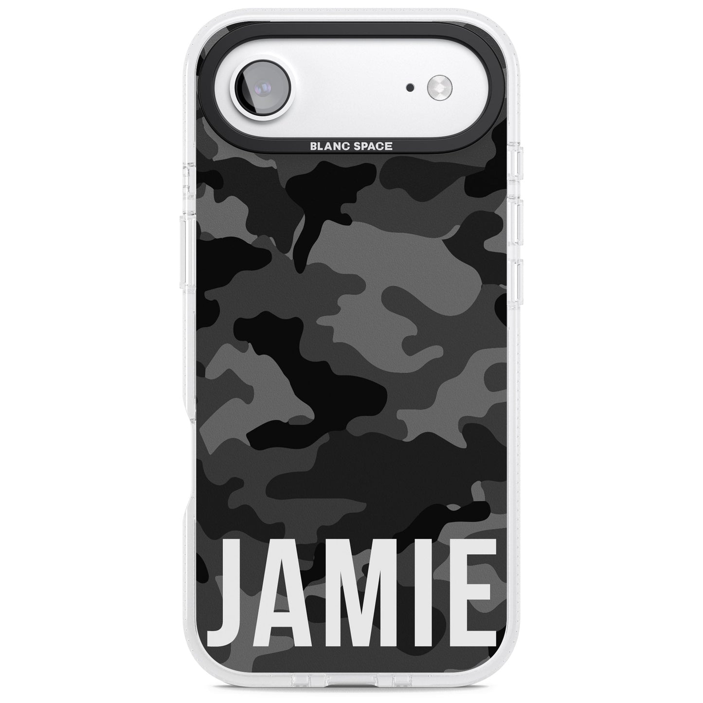 Personalisierter Name im schwarzen Camouflage-Muster (horizontal)